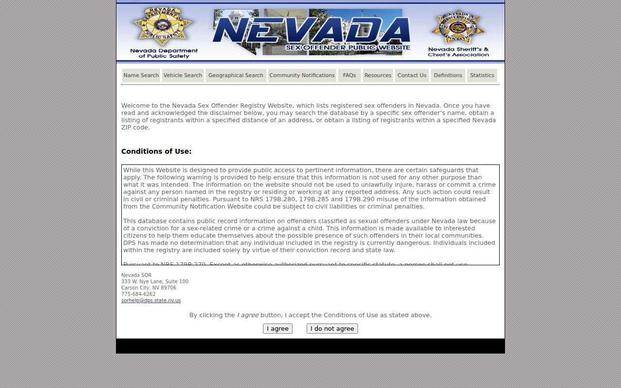 Nevada resident lookup with the public registry search and use notice